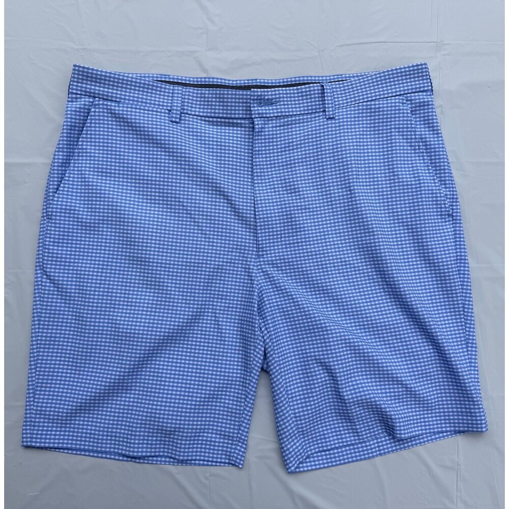 Roundtree & Yorke Performance Golf Shorts 40 Blue White Gingham Stretch Beach - Picture 6 of 6